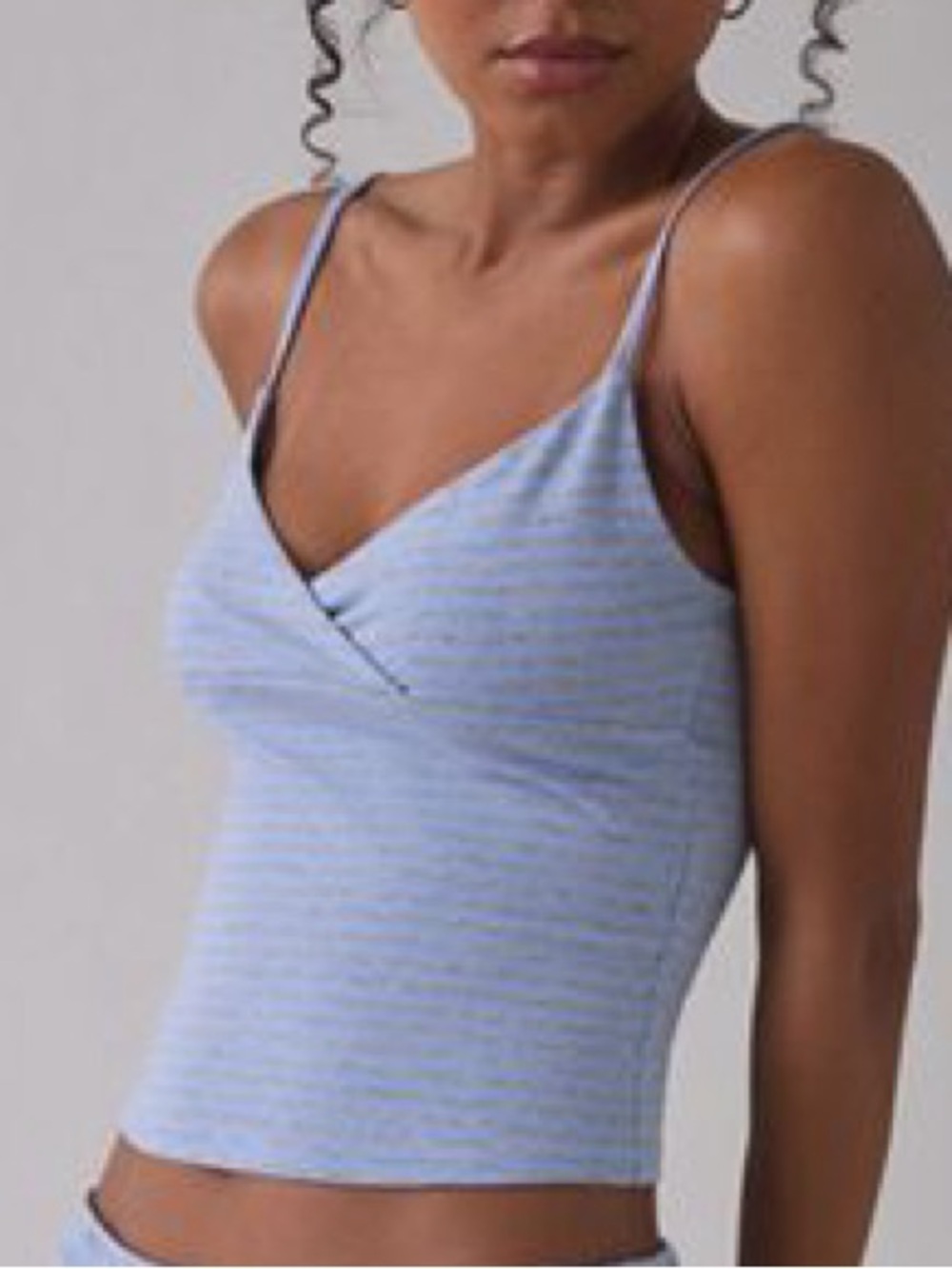 URBAN OUTFITTERS OUT FROM UNDER SET Blue Heather Grey Stripe TANK & SHORTS SMALL